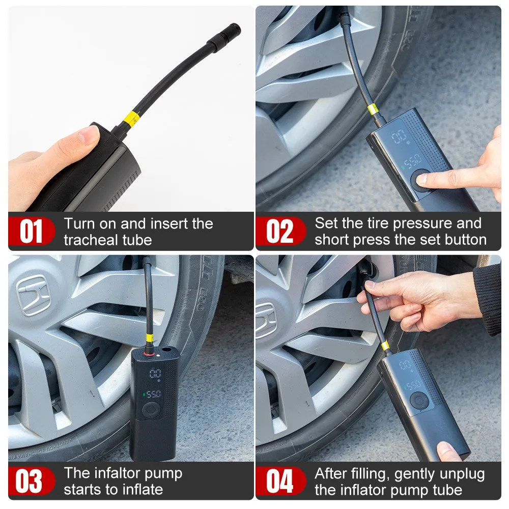 Draagbare Elektrische Auto Inflator Luchtpomp 12v 120psi Oplaadbare Opblaasbare Auto Luchtpomp Digitale Inflator LCD Display Luchtpomp