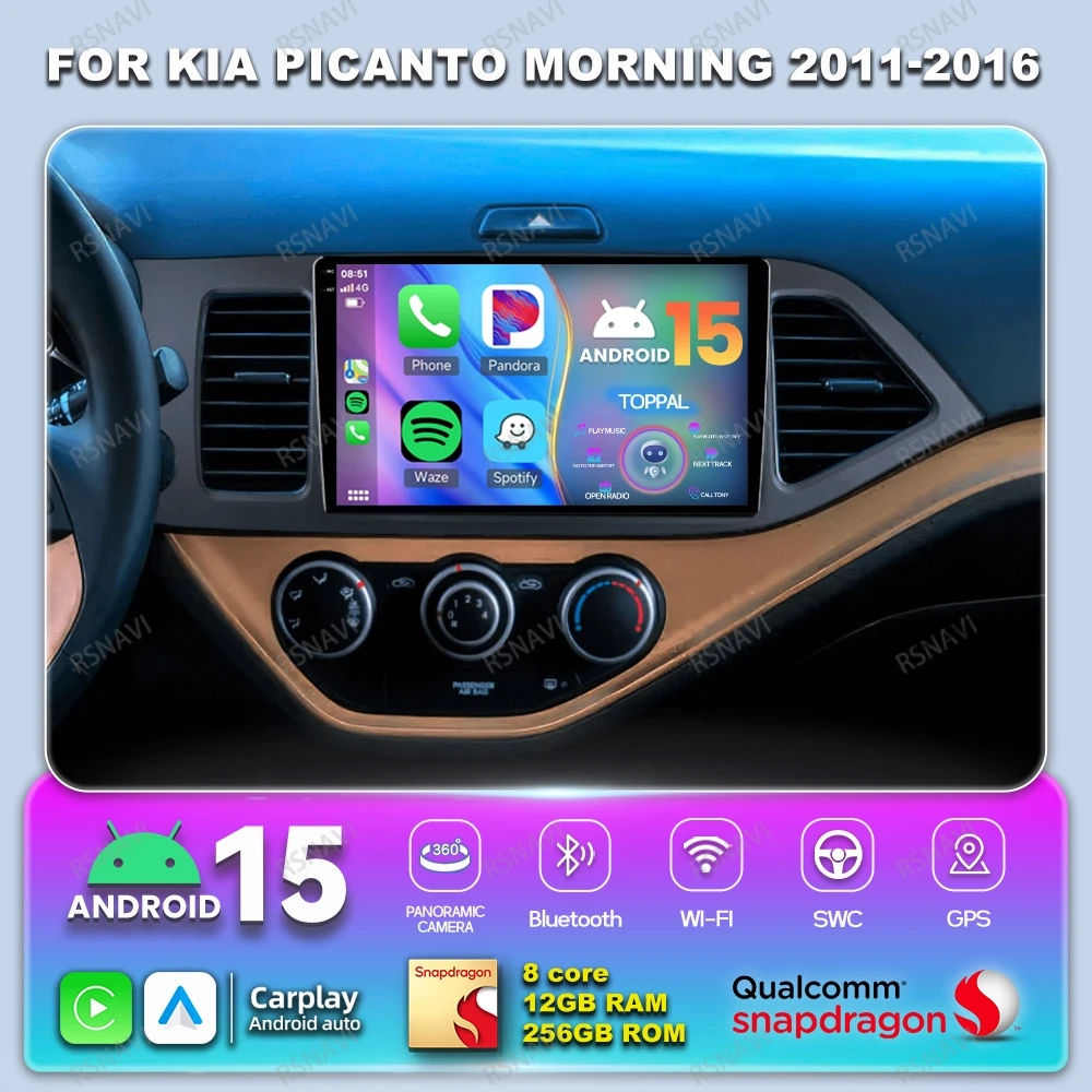 

Автомобильное радио Android 15, для KIA PICANTO Morning 2011-2016, QLED-навигация, DVD, беспроводной Carplay, авто головное устройство, авторадио, 4G LTE GPS
