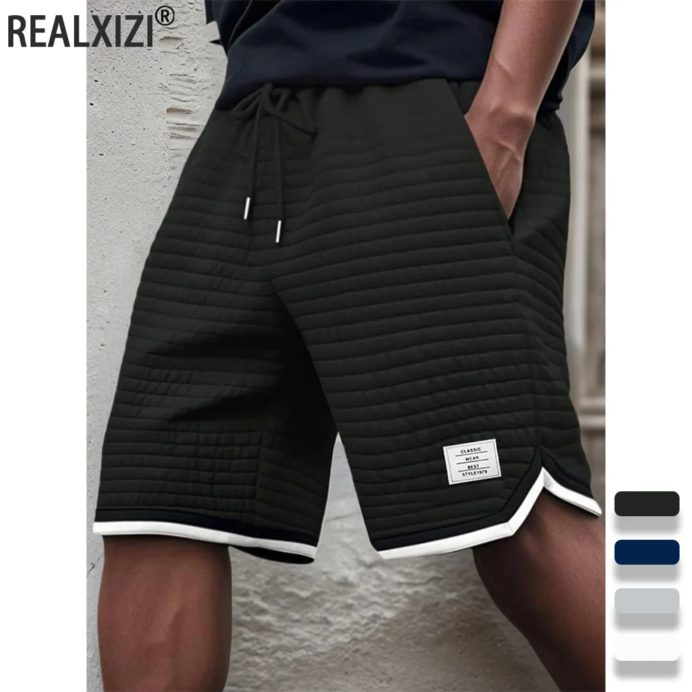 

Летние мужские спортивные шорты, однотонные вязаные жаккардовые шорты, крутые повседневные штаны, спортивная одежда для бега, шорты для фитнеса и бега