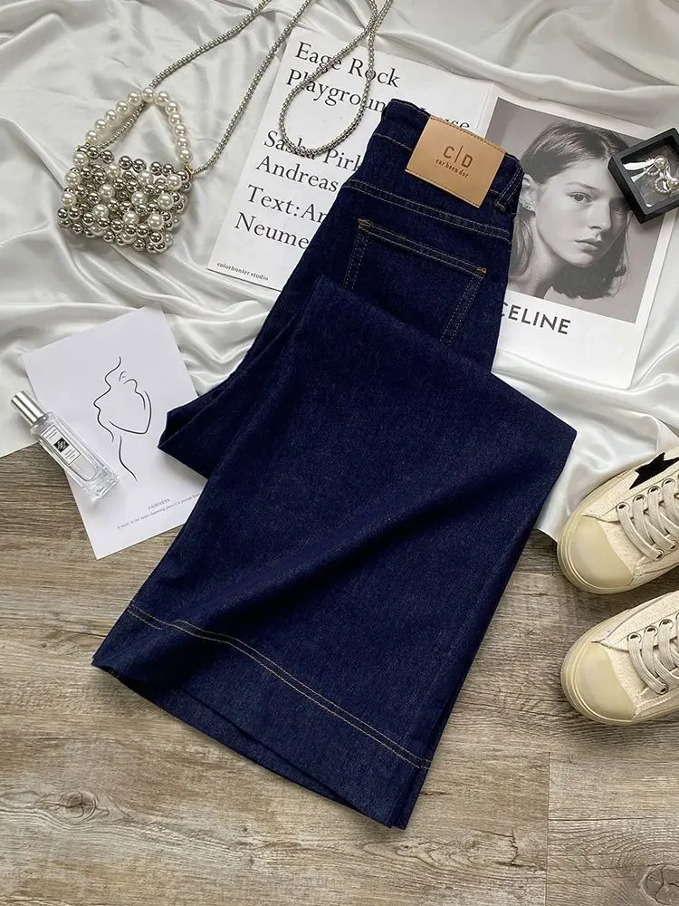 Blue Straight Jeans for Women Early Autumn Autumn 2024 New High Waist Slimming Loose Drooping Wide-Leg Pants