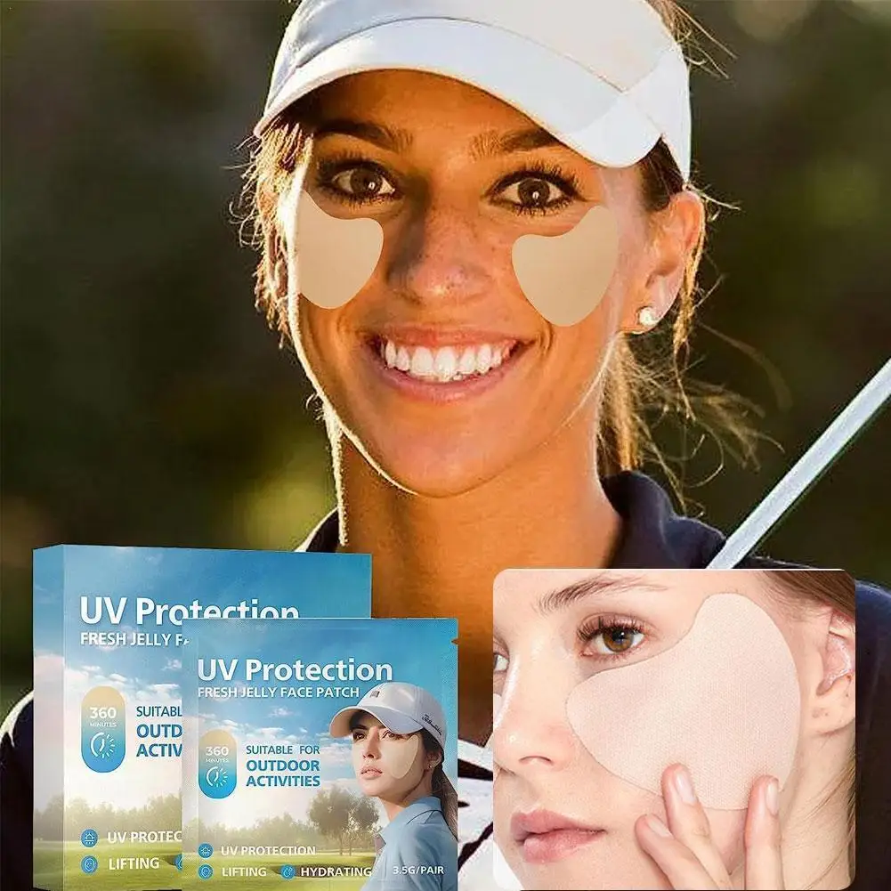 Parche facial UV de Golf para actividades al aire libre, 5 piezas, protección solar, pegatinas de Gel bloqueador solar, Gel hidratante para máscara de ojos