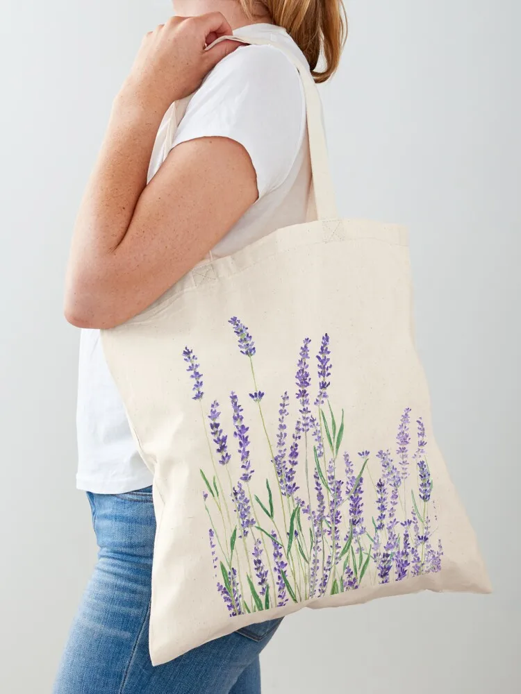 

purple lavender horizontal watercolor Tote Bag bag luxury women custom bags Large bags for women Canvas
