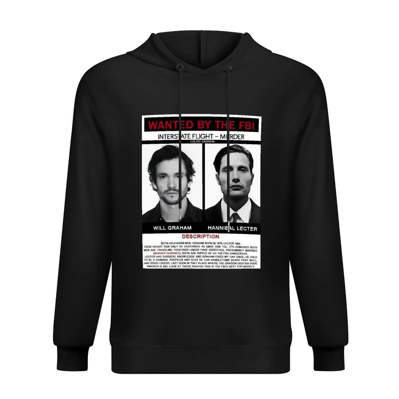 

Hannibal lecter and will graham wanted poster Hoodie male clothes anime clothes men's clothes men's oversize hoodie
