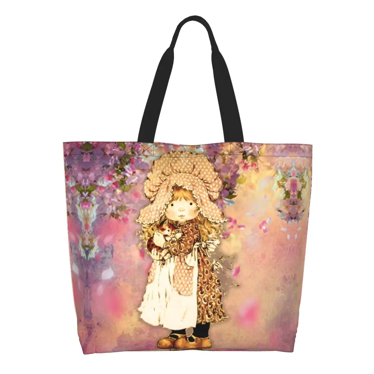 

Сумки для покупок с героями мультфильмов Сара Каэ, холщовые сумки-тоут для покупок, большая вместительная моющаяся сумка Kawaii для девочек