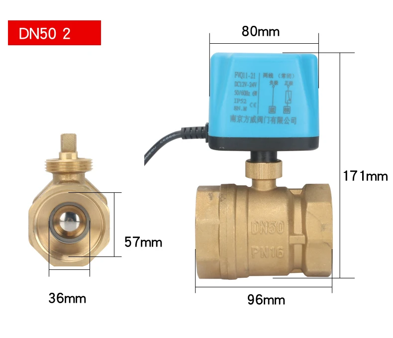 Imagem -02 - Normalmente Fechado Aberto Válvula de Esfera Motorizada 220v 12v 24v 2-wire Bronze Válvula de Esfera Elétrica Substituir Válvula Solenóide 2