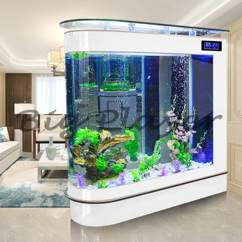 

Bullet Fish Tank Aquarium Large Goldfish Tank 1.2 Meters 1.5 Meters Partition Ecological Glass Fish Tank Bar Customization