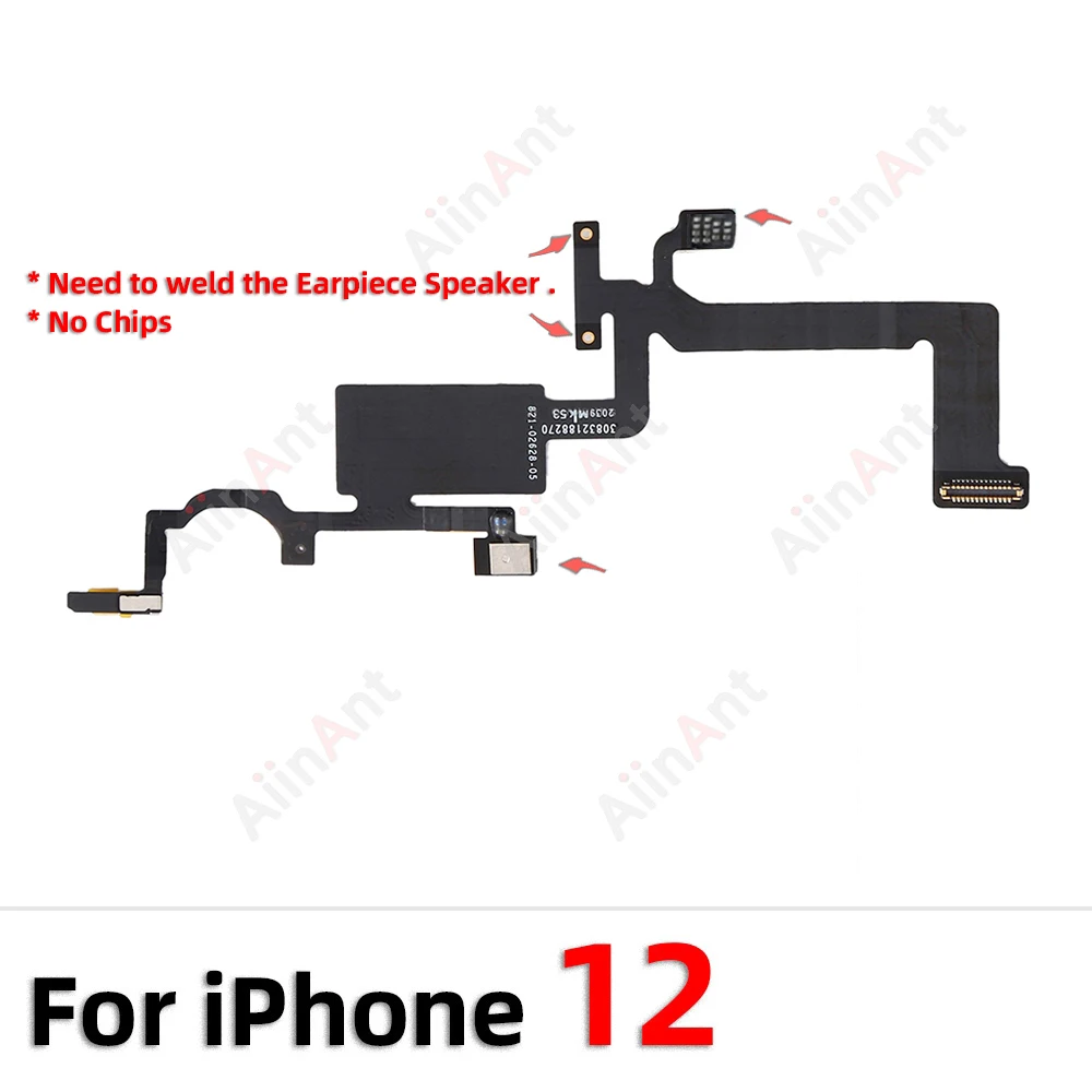 AiinAnt Phone Top Sound Ear Earpiece Speaker Proximity Light Sensor Flex Cable For iPhone 12 13 14 15 Pro Max Plus