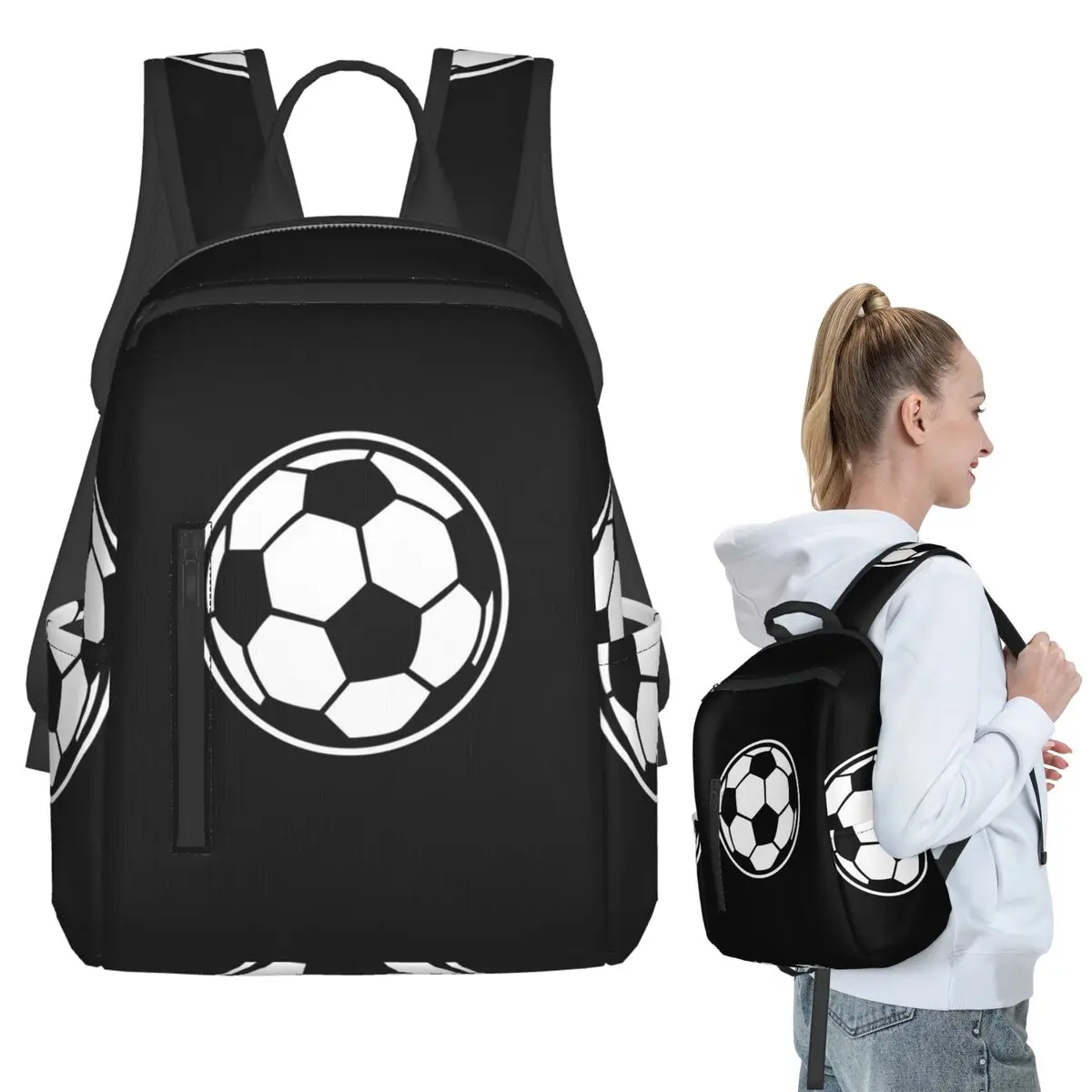 サッカーボールフットボールアイコンバックパック学生ブックバッグ子供スクールバッグラップトップショルダーバッグ男性女性