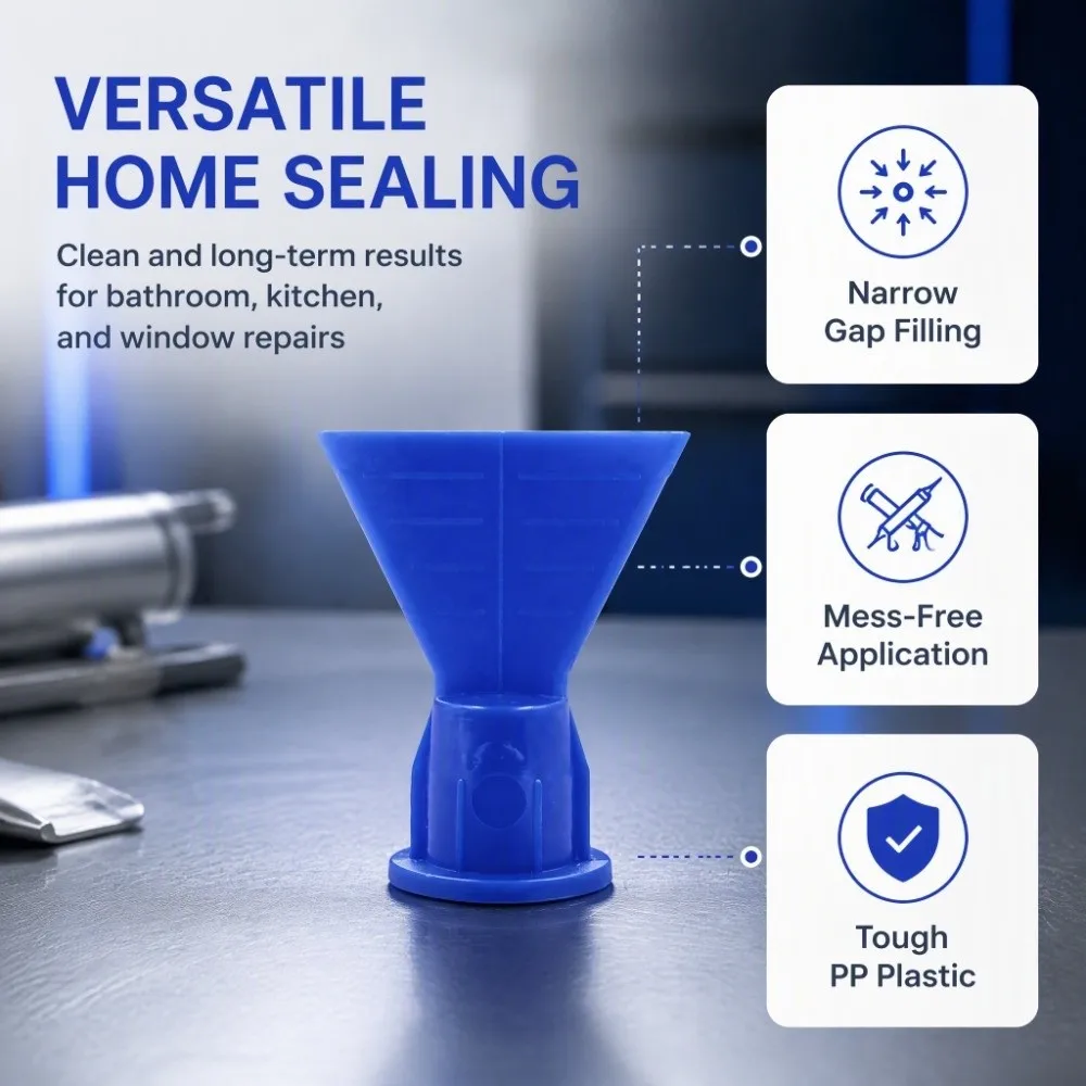 Precise Flat Wavy Design Caulking Nozzle Tips Easy To Clean Reusable Flat Sealant Nozzle Threaded Nozzle Adapter For Trim