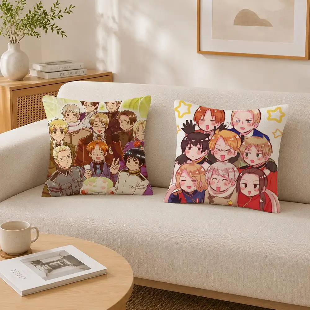 Anime Hetalia World Stars Cushion Cover Soft Fluffy Short Plush  Pillow Case  Sofa Bed Home Decor