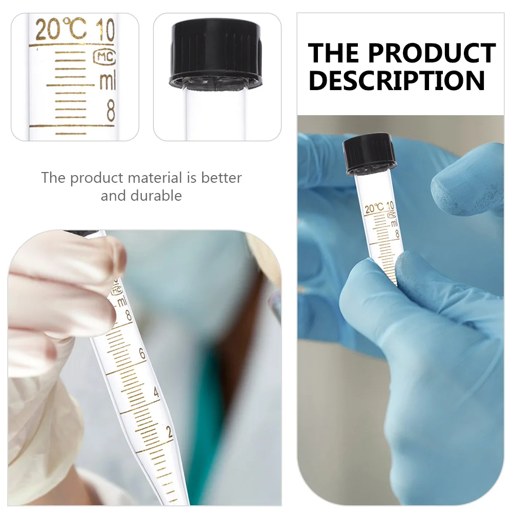 

4Pcs Transparent Tubes 10ml Spiral Graduated Laboratory Test Tubes Leak Resistant Cover Liquid Storage Vials