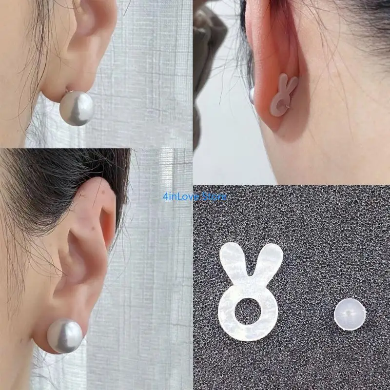 T4MD Nonslip Rabbits Ear Earring Backs Acrylic Support For Drooping Jewelry Fix