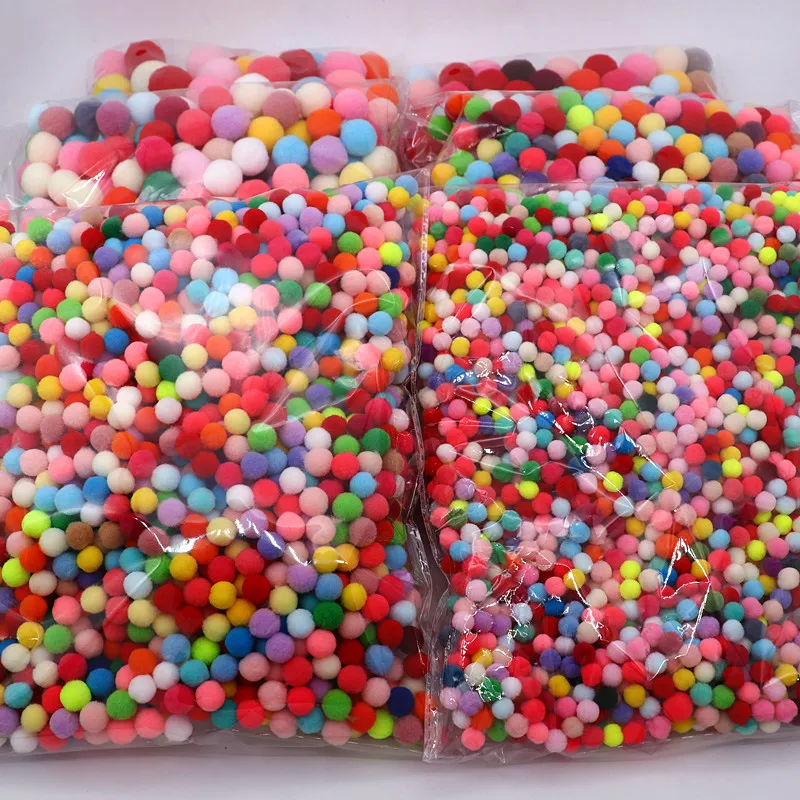 8-30mm Mixed Fluffy High Elasticity Soft Pompoms Home Furnishings Diy Hand-sewn Craft Children's Toys Wedding Decoration 2030