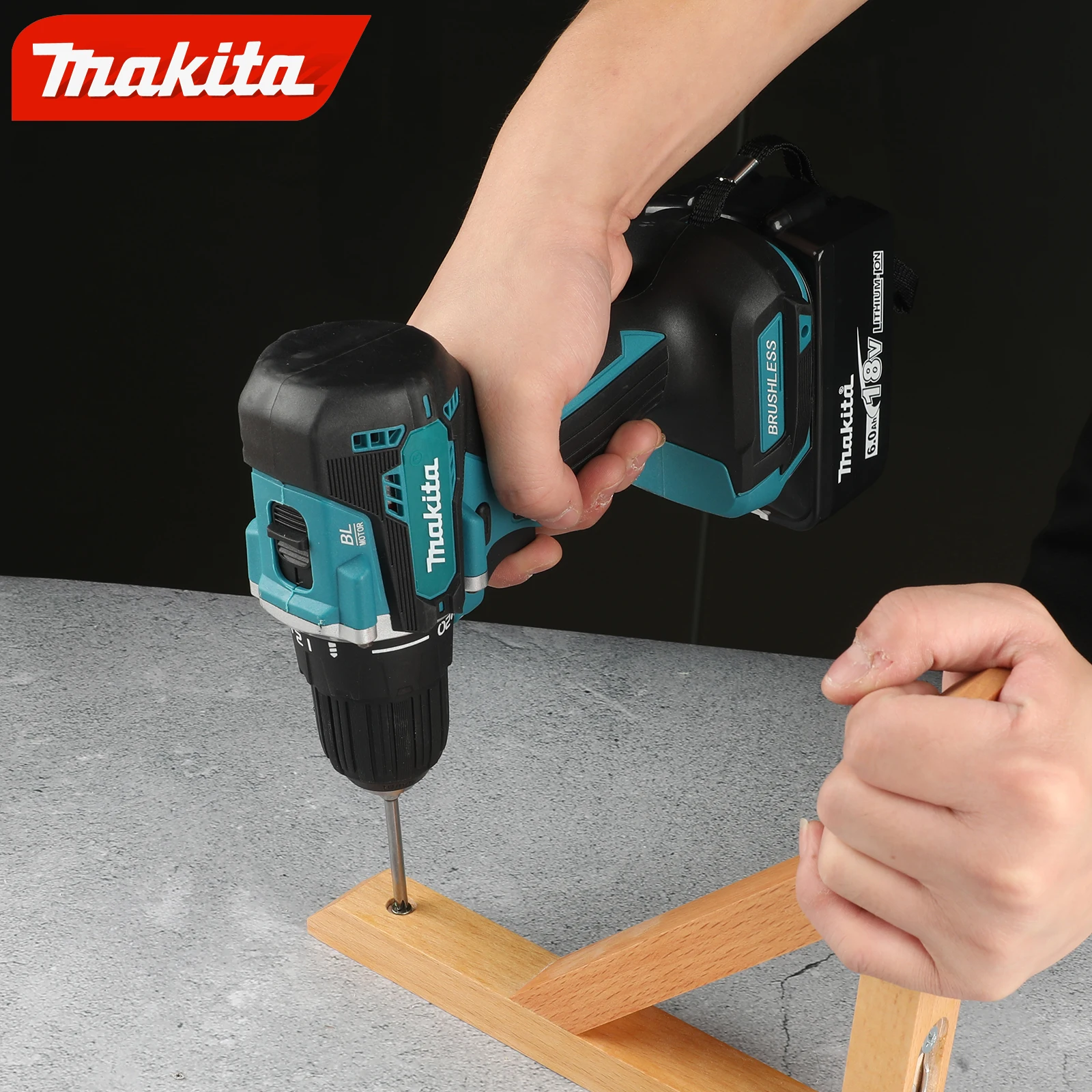 Makita DDF487-10Schroevendraaier Draadloze Slagboormachine18V Elektrische Variabele Snelheid Borstelloze Motor Impact Power Tools Boormachine