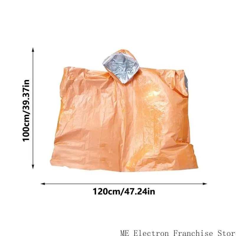T5ea Thermal Emergencho Poncho à prova vento para camping e atividade ao ar livre