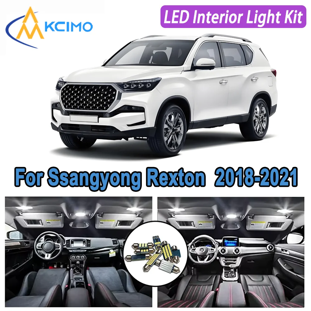

Kcimo LED For Ssangyong Rexton (2018-2021) Premium Bright LED Interior Dome Map Trunk Light Kit Car Led Lamps Canbus Car LED