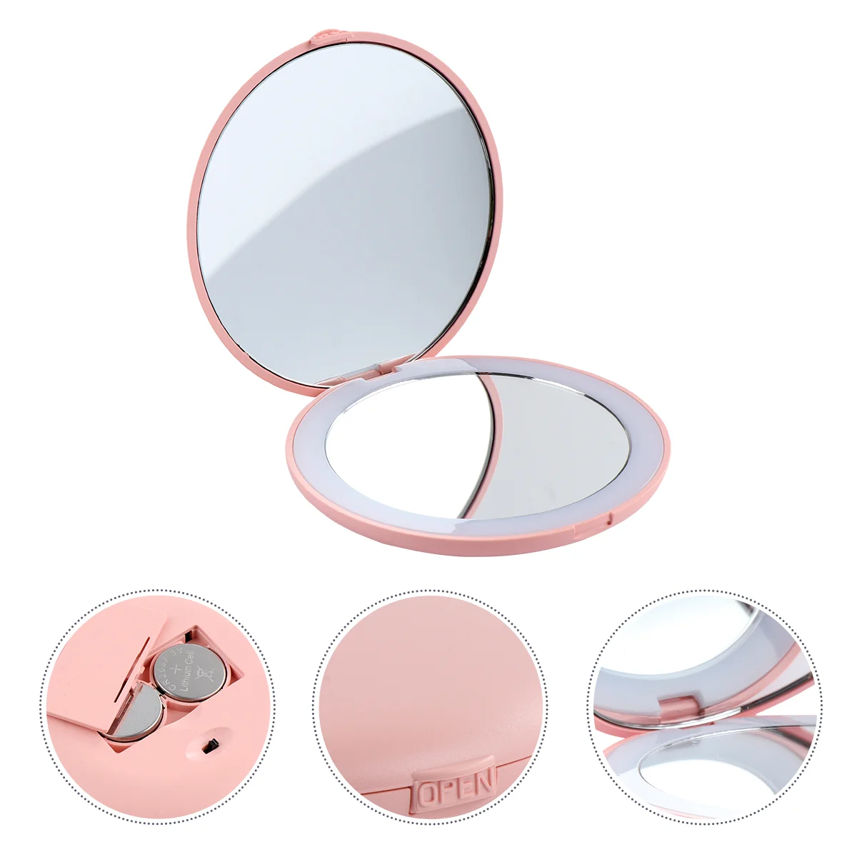 

10 Times Magnifying Makeup Mirror Handheld Pocket LED Compact Light Magnifier Mini Glass Aluminum Travel Miss