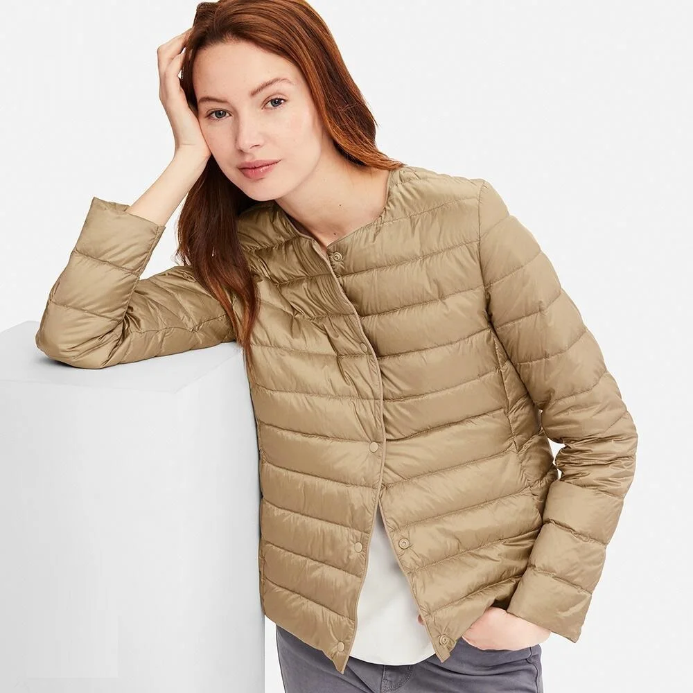 NewBang Matt Fabric Light Jacket Damska ultralekka kurtka puchowa Damska wąska wiatrówka bez kołnierza Lekki ciepły płaszcz — zdjęcie 2
