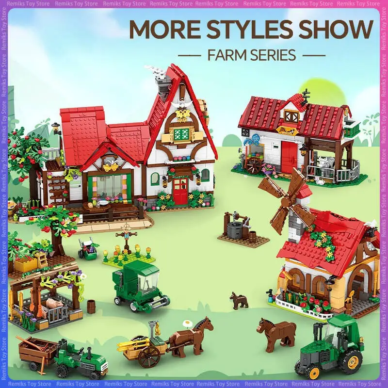 

Farm Series The Granary Carriage House Creative Scene Building Blocks Assemble Model Kit DIY Educational Toys for Children Gifts