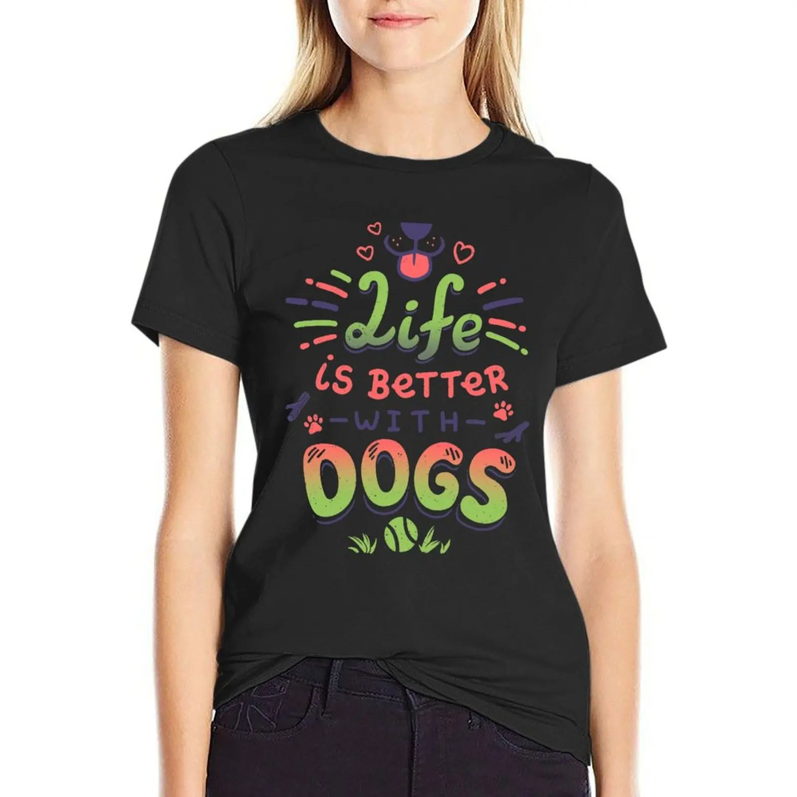 Life is Better with Dogs // Puppy, Kawaii, Canines T-Shirt cute clothes animal print shirt for girls Women t-shirts