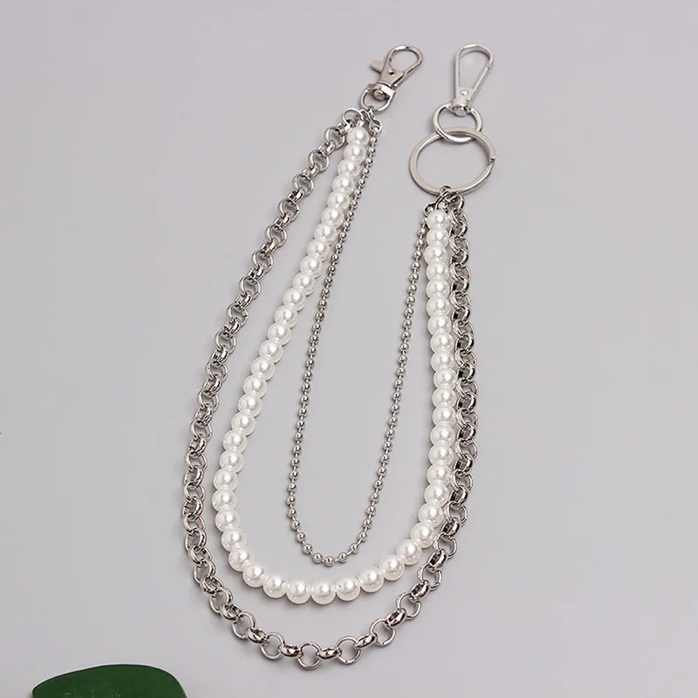 للجنسين غير النظامية اللؤلؤ الخصر سلسلة روك الطبقات السائق السراويل سلسلة الهيب هوب Harajuku محفظة المفاتيح الملابس والاكسسوارات #5