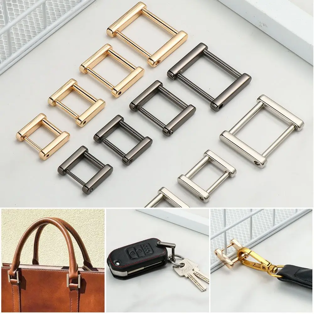 DIY Belt Handle Shoulder Webbing Buckle Leather Craft Clasp Bag Loop Screw Rings Buckle Strap Connector Rectangle Rings Buckle