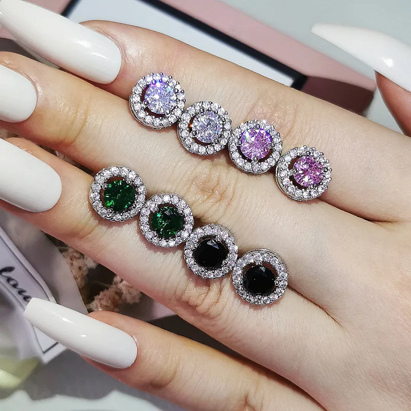 

2023 Trend Silver Color Earring for Women AAA Zircon Clover Vintage Temperament Ladies Stud Earrings Wedding Jewelry