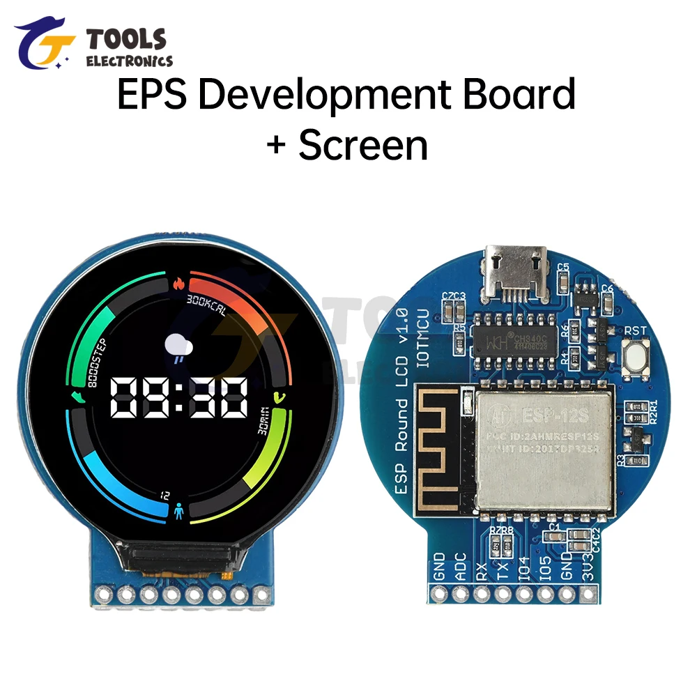 ESP8266 Development Board NodeMCU Expansion Board 1.28-inch GC9A01 240x240 Resolution Circular LCD Display Micro USB Interface