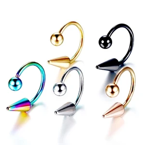 16g Setto Ring Edelstahl Hufeisen Nase Piercing Spike Lippenringe Schwarzer Tragus Helix Körperschmuck Ohrring 6 Hauptverkaufskegelohr - №5