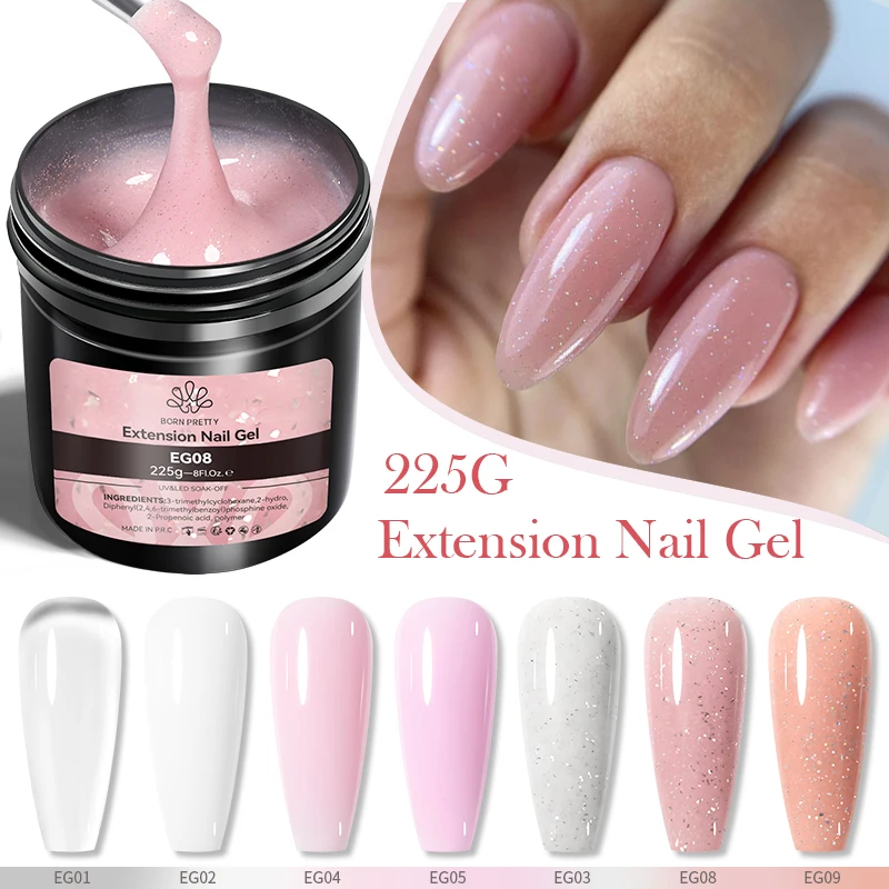 BORN PRETTY Trasparente 225g Gelatina Estensione Smalto per unghie Bianco latte Camouflage Gel duro Acrilico Nail Art Vernis Semi permanente