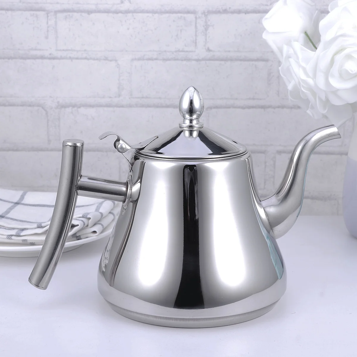 

Stainless Steel Tea Kettle Inner Strainer Easy to Clean Curvy Handle for Easy Grip Fits Any Home Decor Japanese Tea Pot