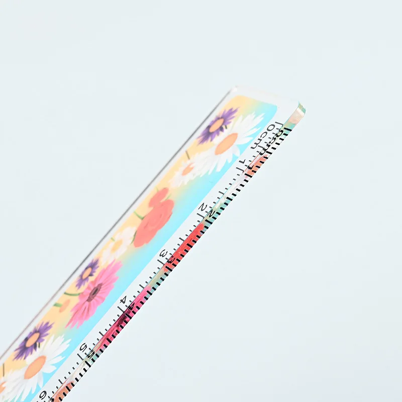 18 cm Transparent acrylic flower Ruler Multifunction diy Drawing Tools Student Rulers School Office Stationery Supplies