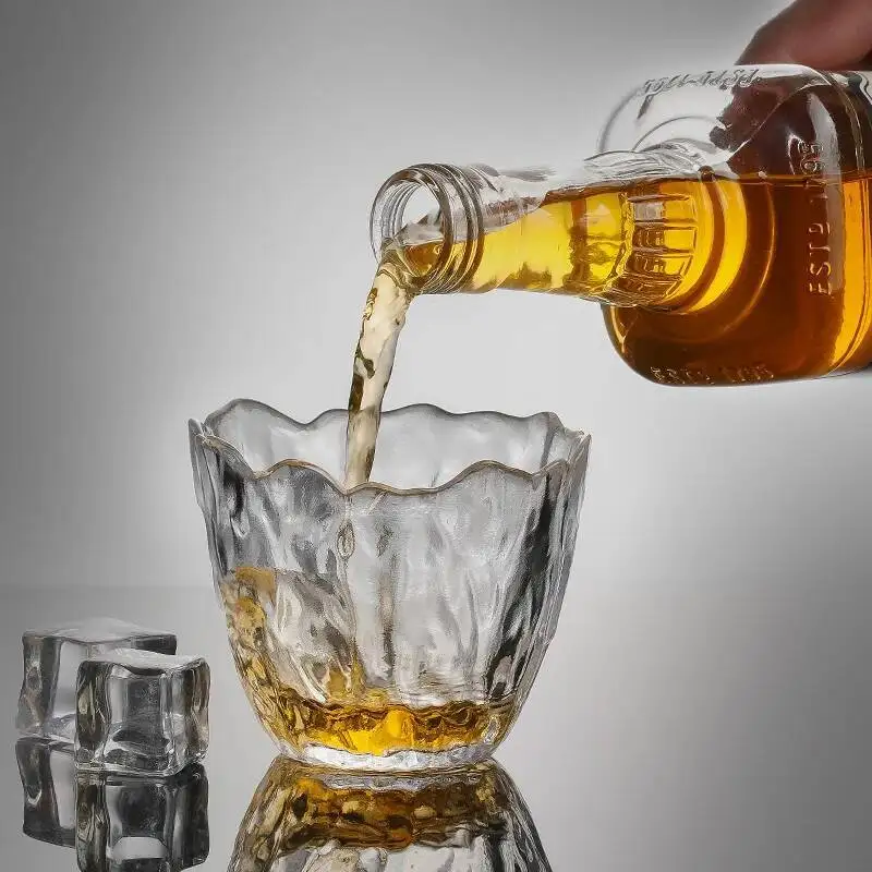 Plum Blossom Whiskey Glasses Crystal Wine Tasting Cup Frozen Hammer Petal Sake Wineglass Whisky Shot Glass Kung Fu Teacup