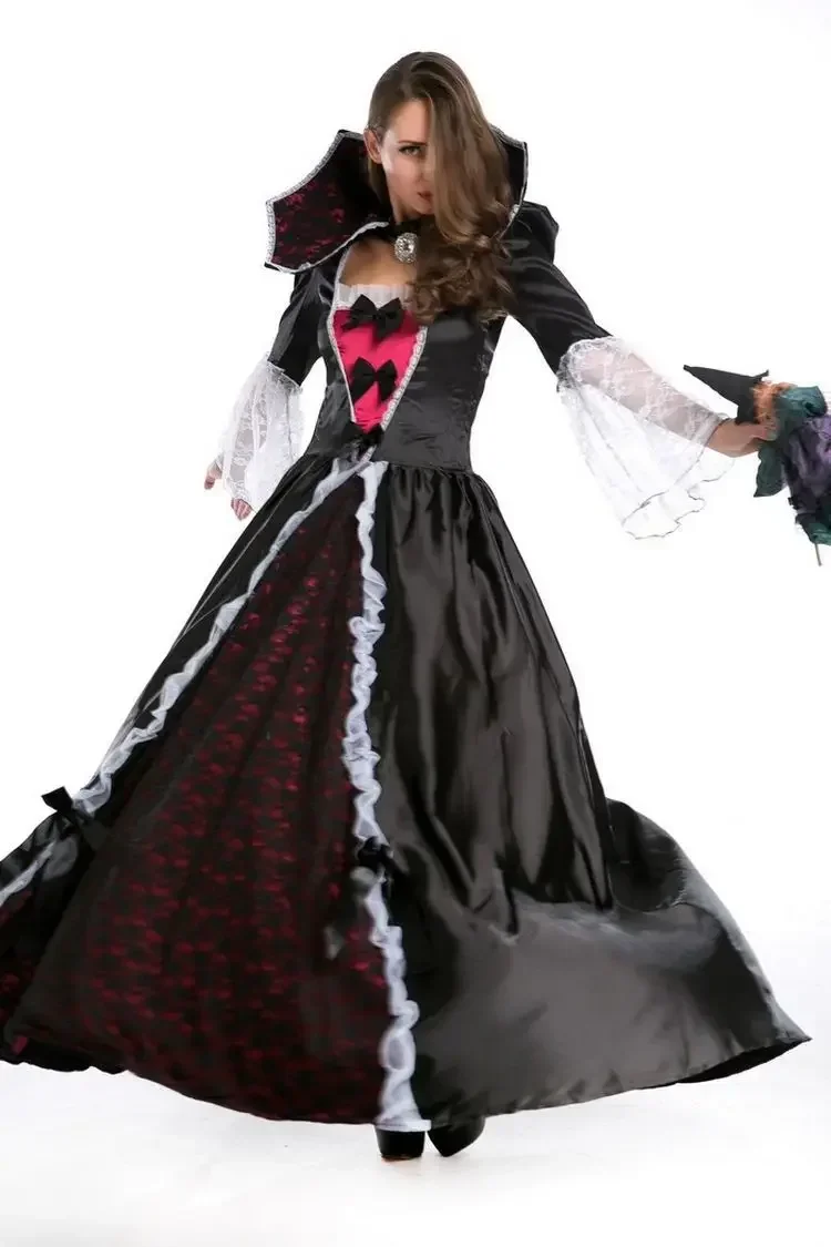 Pakaian Cosplay Penyihir Putri Salju Putih Gaun Kostum Karakter Anime Ratu Penyihir Ratu Hati