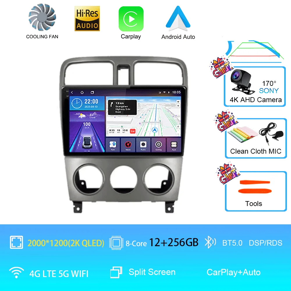 Android 16 autoradio multimediasysteem videospeler navigatie Carplay geen 2Din DVD scherm voor Subaru Forester SG 2002-2008