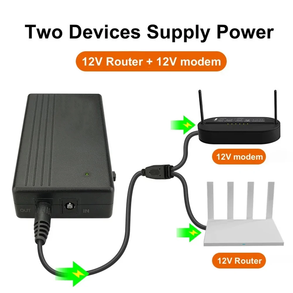 

7800mah UPS Mini Uninterruptible Power Supply Y Cable Instruction Manual DC 12V/2A Portable Battery Backup 24W Power Accessories