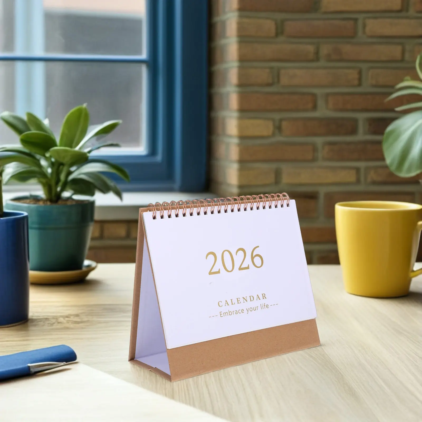 

2026 Table Calendar Freestanding Minimalist Design Easy Flip Daily Planner for Home Office Academic Year Time Management Compact