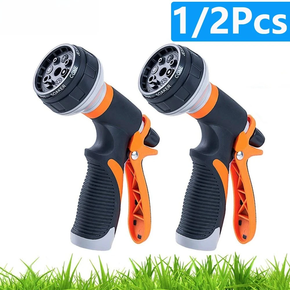1/2Pcs Garden Hose Spray Gun 8 Modes High Pressure Water Nozzle, Car Wash Sprayer, Lawn Garden Plant Watering Tool Water Jet