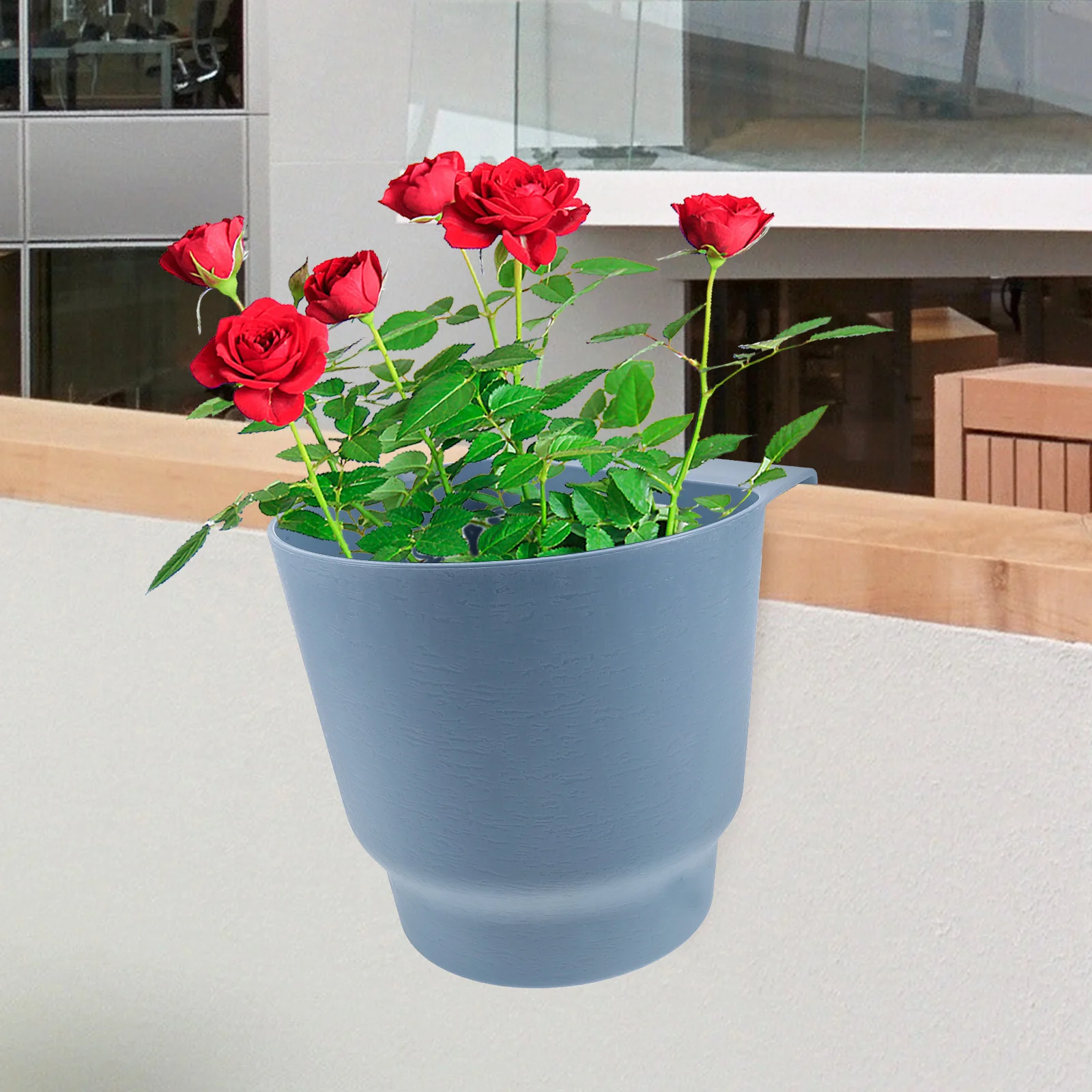

Round Black Thickened Flower Pot Base Water Tray Hanging Home Decor Planter Railing Wall Outdoor Decor Planters