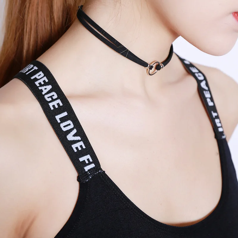 Letter Strap Women Sports Bra Elastic Fitness Underwear Sexy Seamless Crop Top Breathable Yoga Vest Push Up Athletic Brassiere