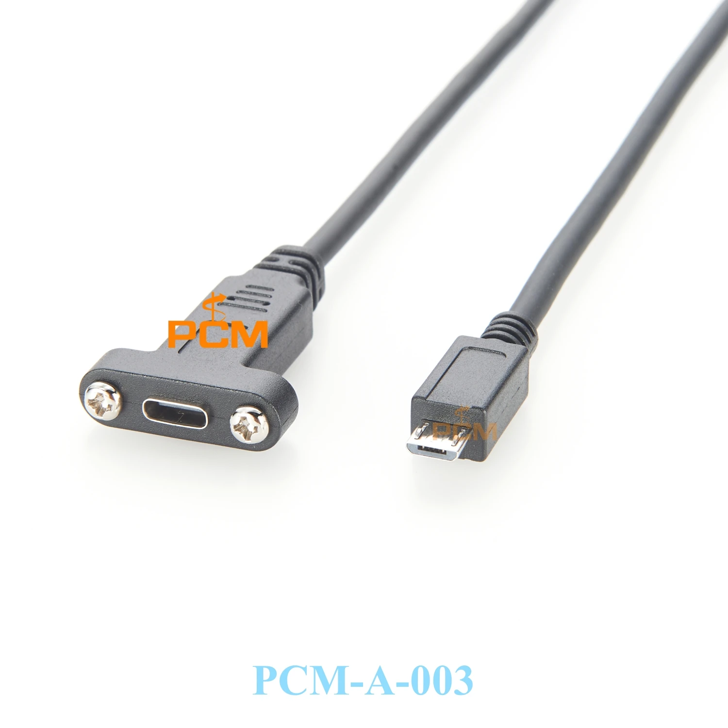 Kabel przedłużający Micro USB USB 3.1 męski na USB-C USB 3.1 żeński z otworami montażowymi na panel, śrubami, przewodem 0,3 m do transmisji danych.
