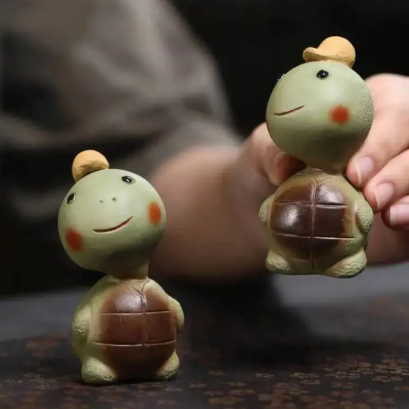  Zisha Tea Pet Small Turtle Ornament Handmade Cultivable Tea Ceremony Tea play Accessories Tea Table Tea Play Turtle