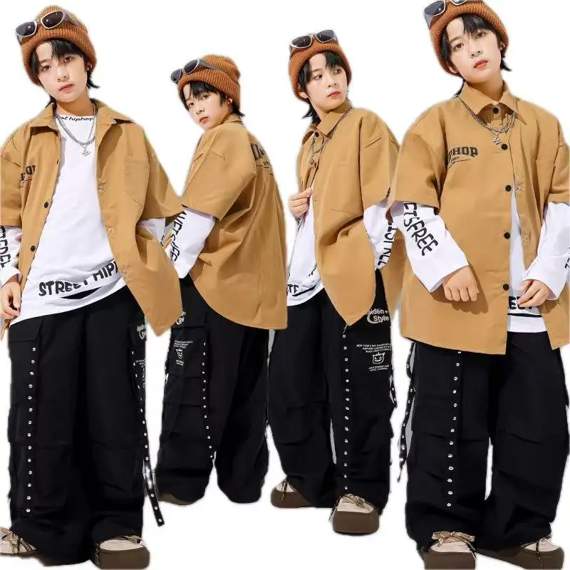 

Kids Hiphop Dance Rapper Clothes Outfit Japanese Boys Hip-hop Style y2k Streetwear Accessories Child Fashion Performance Costume