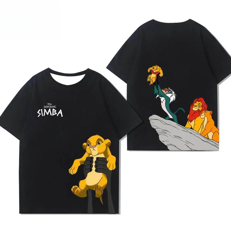 Camiseta de Moda con Estampado del Rey León, Ropa de Verano, Camiseta Holgada y Moderna para Niños, Cuello Redondo, Talla Grande