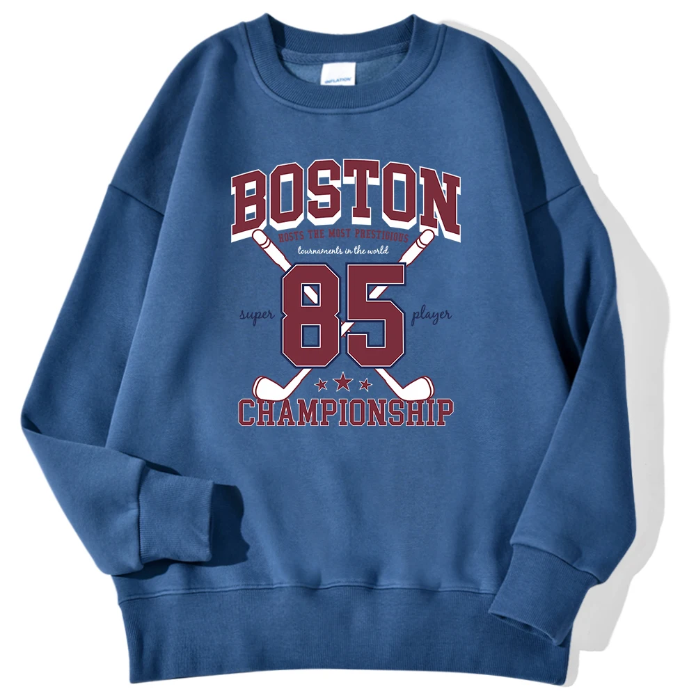 Boston 85 Players Championship Printing Men\'S Sweatshirts Autumn Casual Hoodies Loose Warm Pullover Street Trend Sportswears