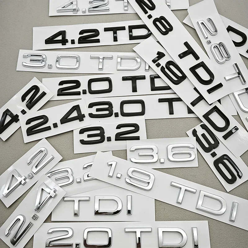 3D ABS Car Logo 1.9 2.0 2.8 3.0 4.2 TDI 3.6 Sticker Trunk Emblem Rear Badge For Audi A3 A4 A5 A6 A7 A8 Q3 Q5 Q7 Q8 Accessroies