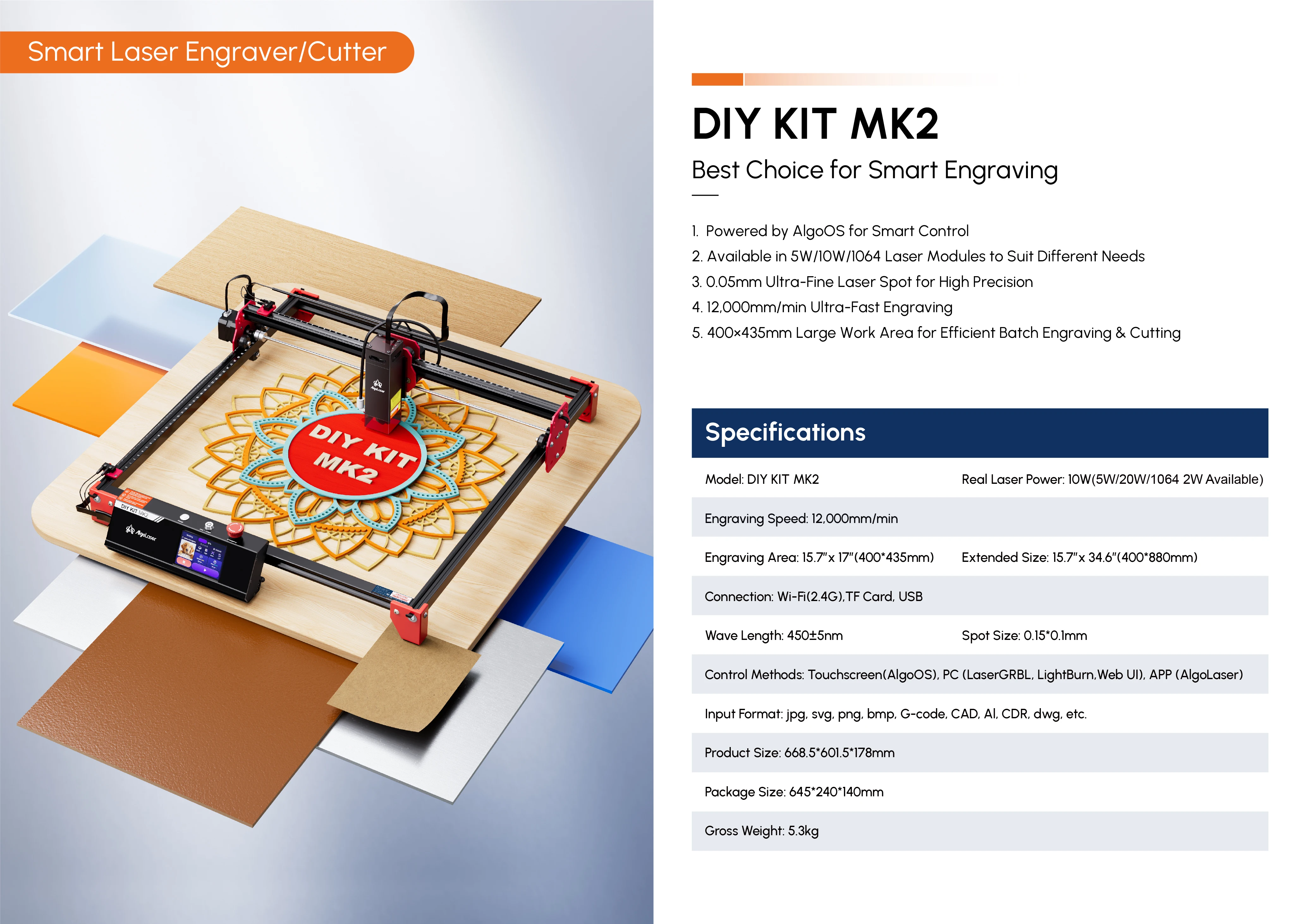 Лазерная гравировка AlgoLaser Alpha MK2 22 Вт DIYKIT 10 Вт 5 Вт PIXI 10 Вт Delta 22 Вт Резка фанеры Гравировка по дереву DIY Лазерная гравировальная машина