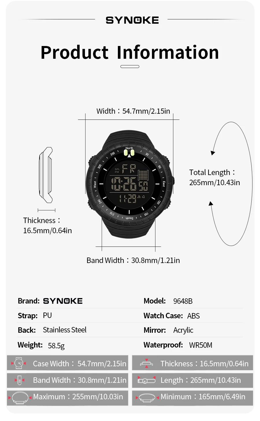 SYNOKE Outdoor Militär Digitale Uhr Für Männer Mode Retro Männer Uhr Sport Wasserdichte Männer Uhr Multifunktionale Schöne Männer – Detail 3