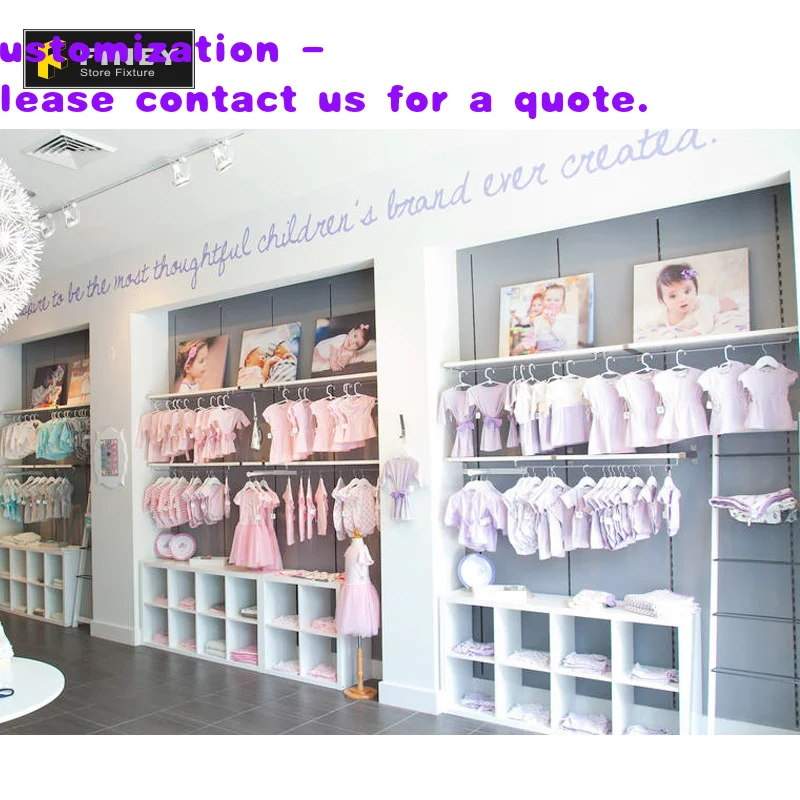 

custom.Retail Custom Wall Mounted Stylish Shop Display Shelves Kids Clothing Racks