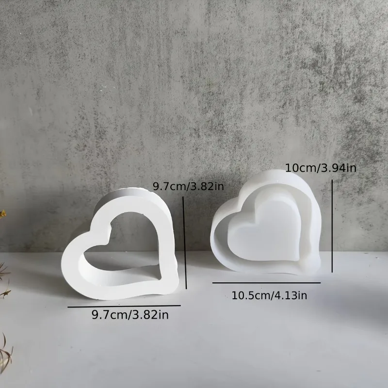 

Valentine's Day Heart-Shaped Silicone Molds for DIY Gypsum Concrete Resin Candle Casting Hollow Solid Love Ornament Crafts Decor